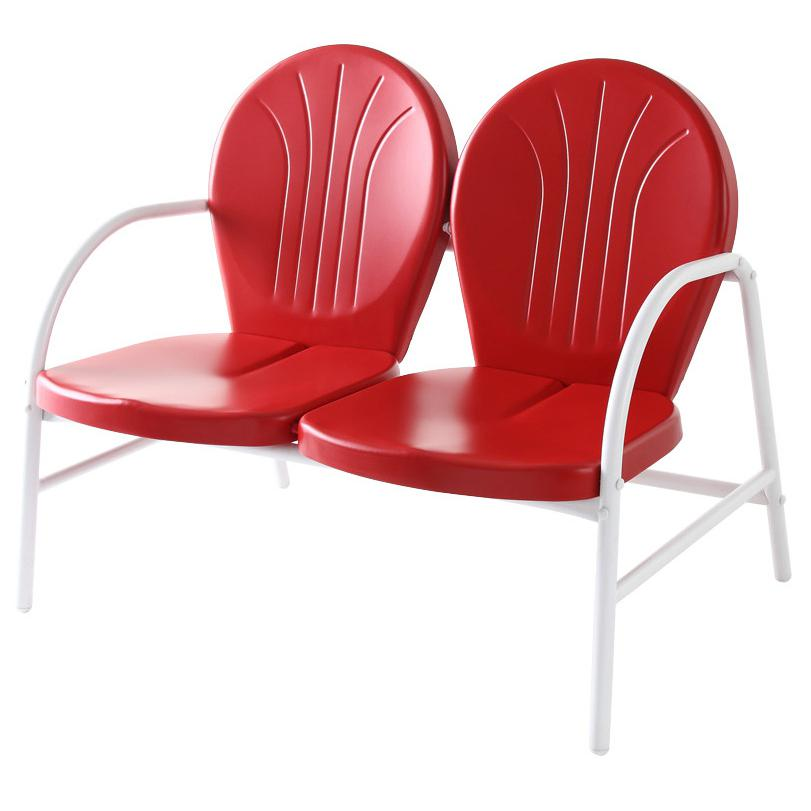 Griffith Outdoor Metal Loveseat Bright Red Gloss