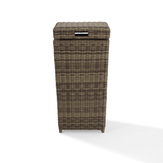 Bradenton Outdoor Wicker Trash Can Weathered Brown