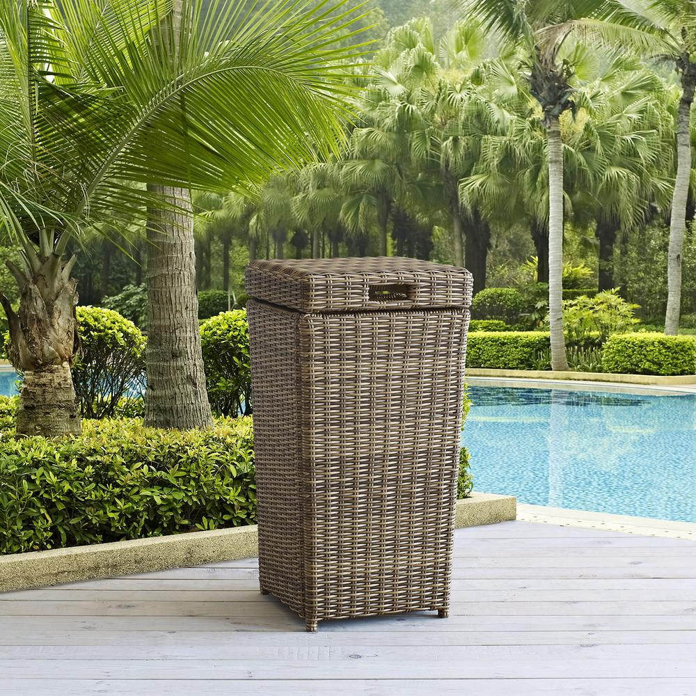 Bradenton Outdoor Wicker Trash Can Weathered Brown