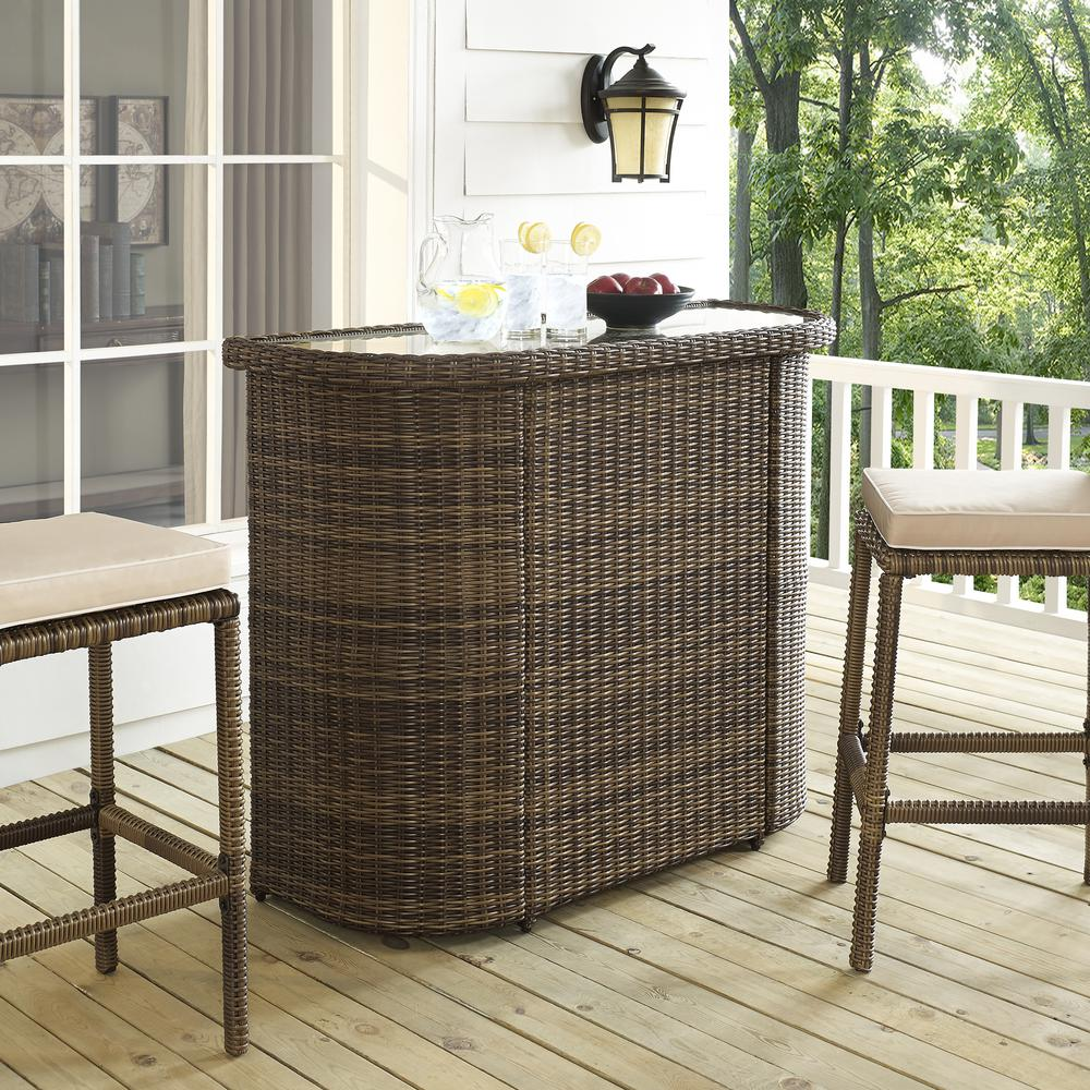 Bradenton Outdoor Wicker Bar Weathered Brown