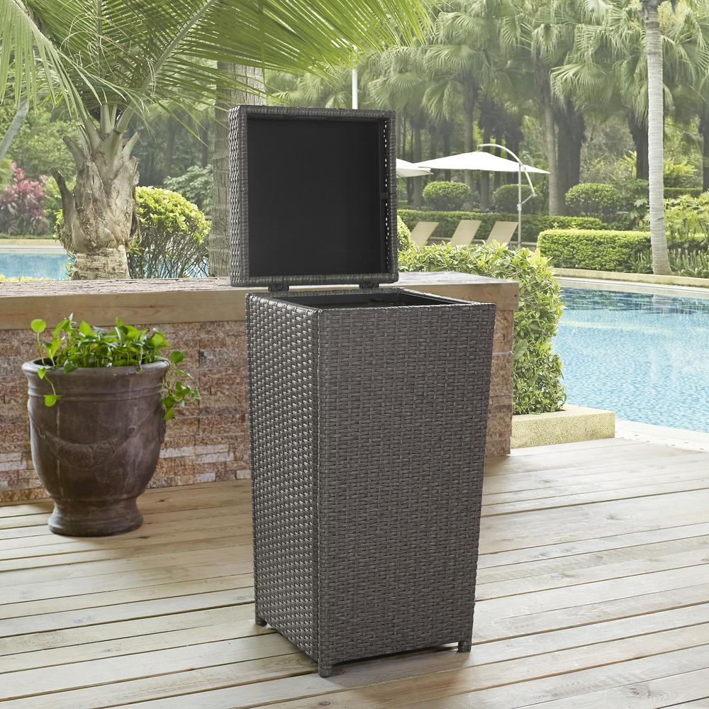 Palm Harbor Outdoor Wicker Trash Bin Weathered Gray