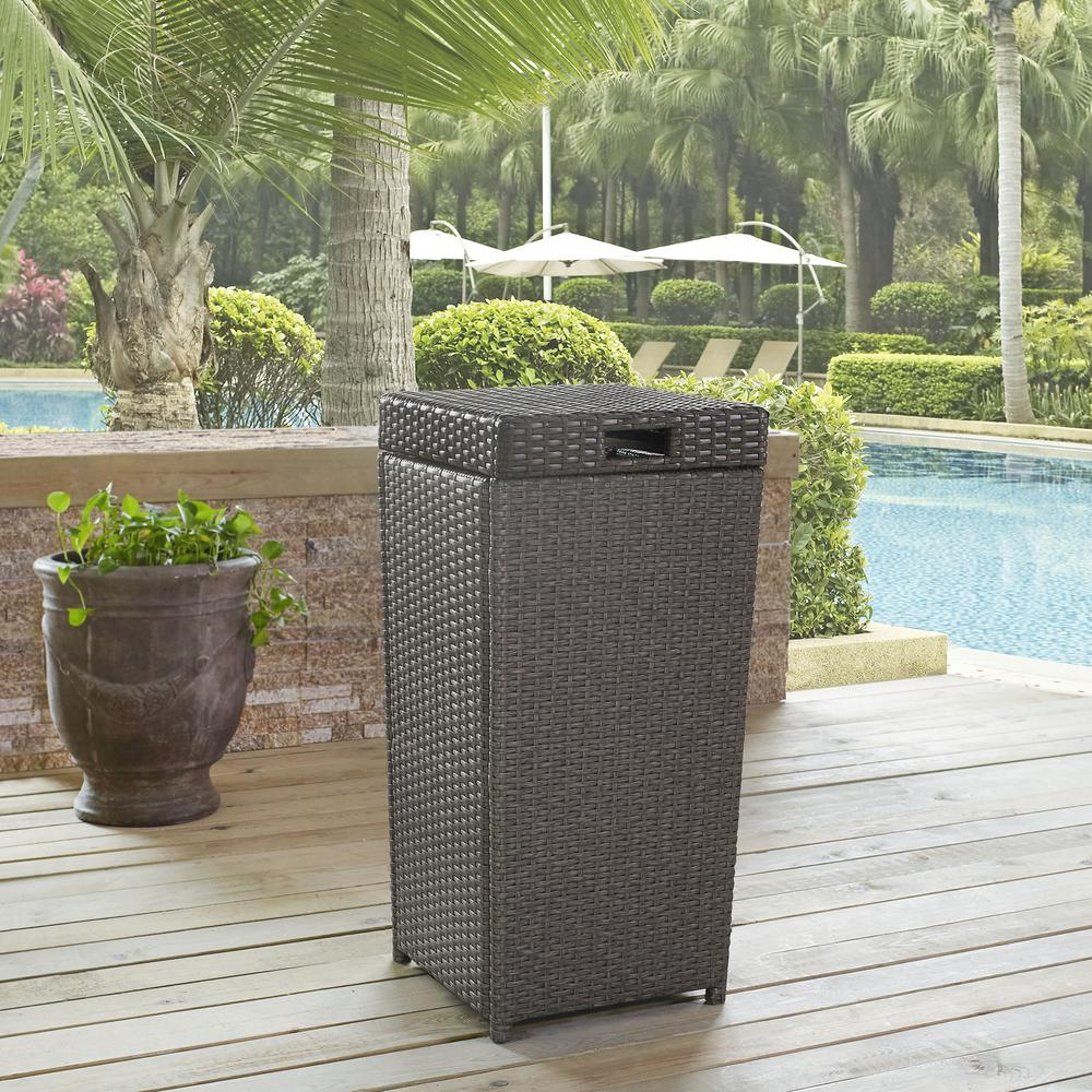 Palm Harbor Outdoor Wicker Trash Bin Weathered Gray