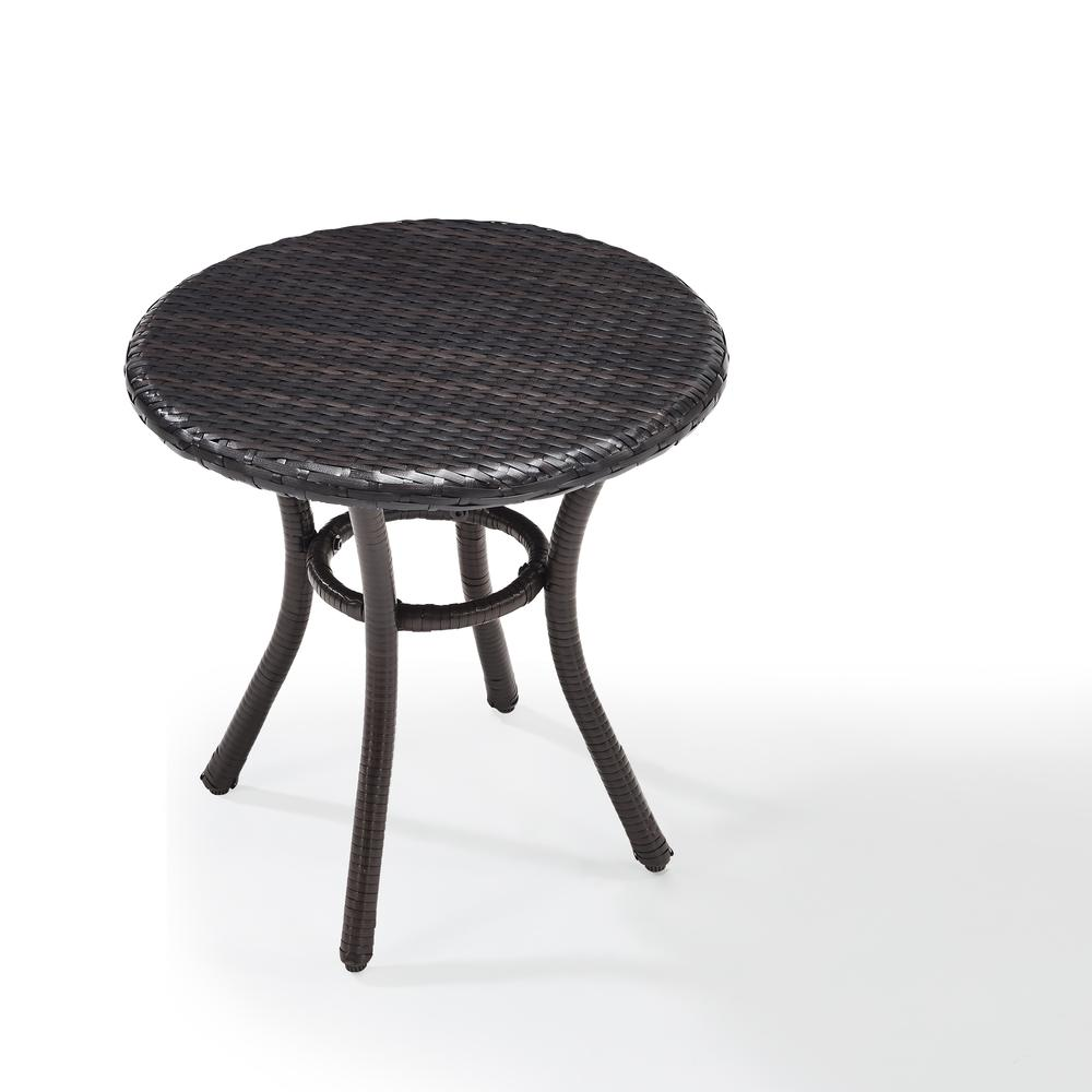 Palm Harbor Outdoor Wicker Round Side Table Brown