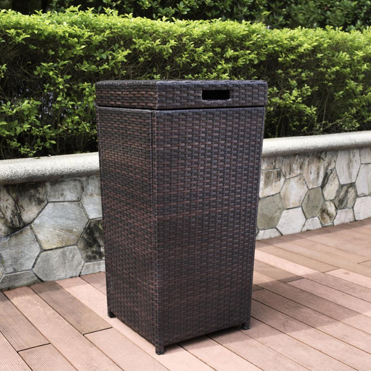 Palm Harbor Outdoor Wicker Trash Bin Brown