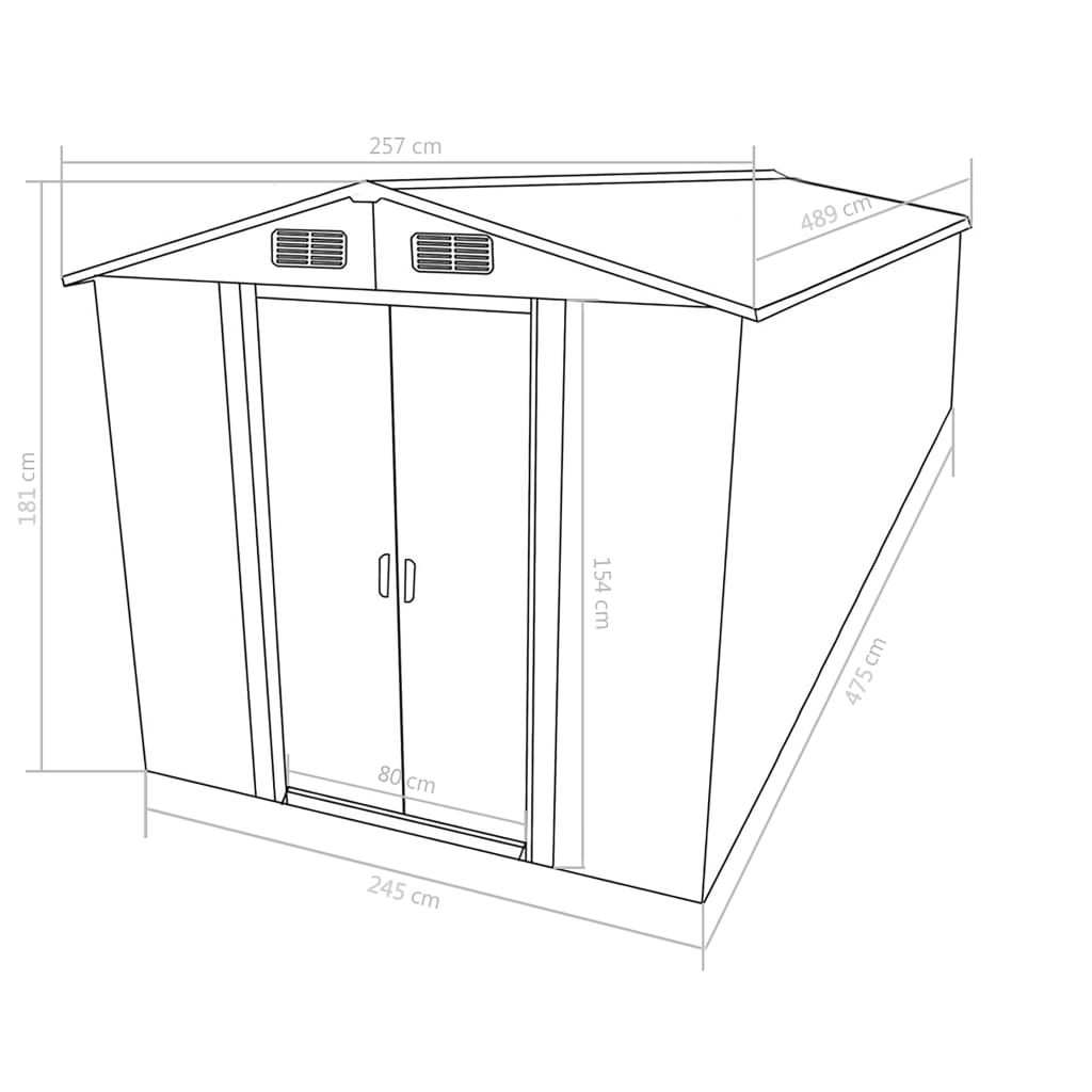 vidaXL Garden Shed 101.2"x192.5"x71.3" Metal Anthracite