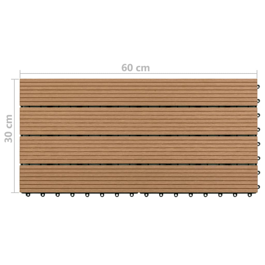 vidaXL Decking Tiles 6 pcs WPC 23.6"x11.8" 11.6 ft² Brown