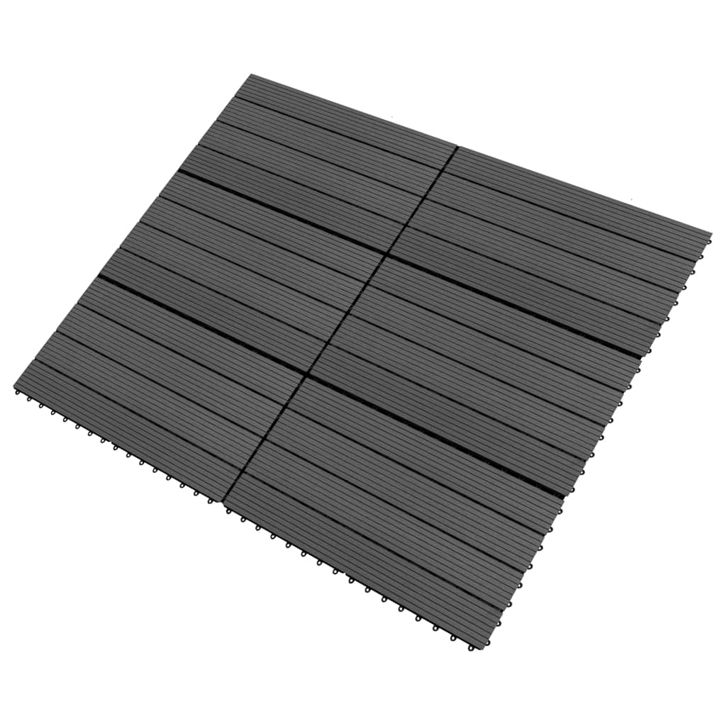 vidaXL Decking Tiles 6 pcs WPC 23.6"x11.8" 11.6 ft² Black