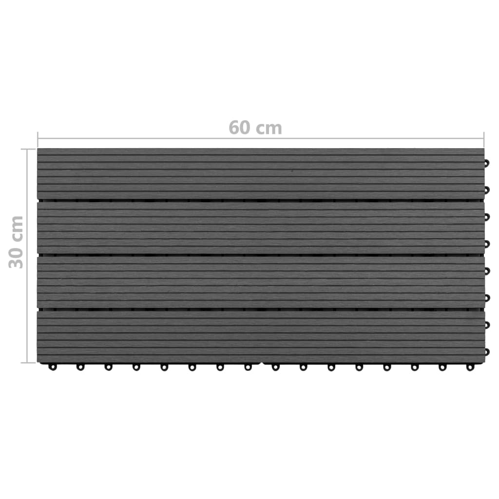 vidaXL Decking Tiles 6 pcs WPC 23.6"x11.8" 11.6 ft² Black