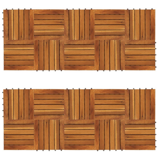 vidaXL Decking Tiles Vertical Pattern 11.8"x11.8" Acacia Set of 20