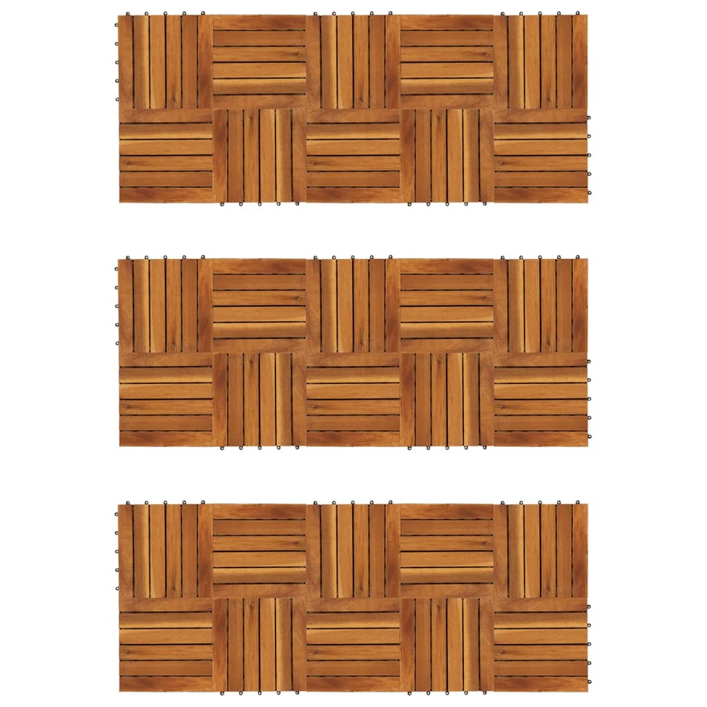 vidaXL Decking Tiles Vertical Pattern 11.8"x11.8" Acacia Set of 30