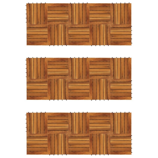 vidaXL Decking Tiles Vertical Pattern 11.8"x11.8" Acacia Set of 30