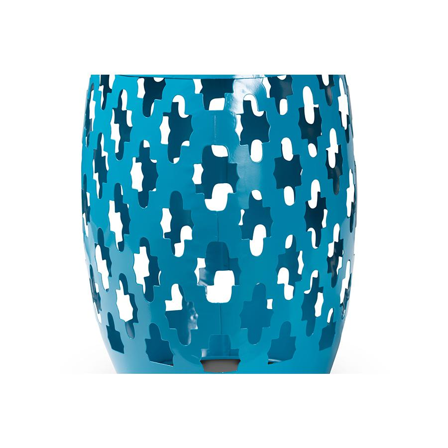 Branson Modern and Contemporary Blue Finished Metal Outdoor Side Table