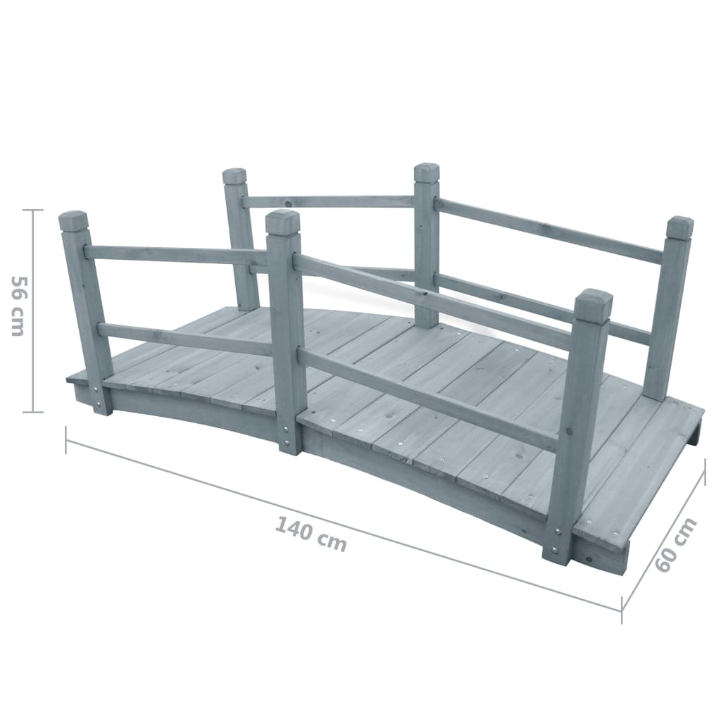 vidaXL Garden Bridge Gray 55.1"x23.6"x22" Solid Firwood