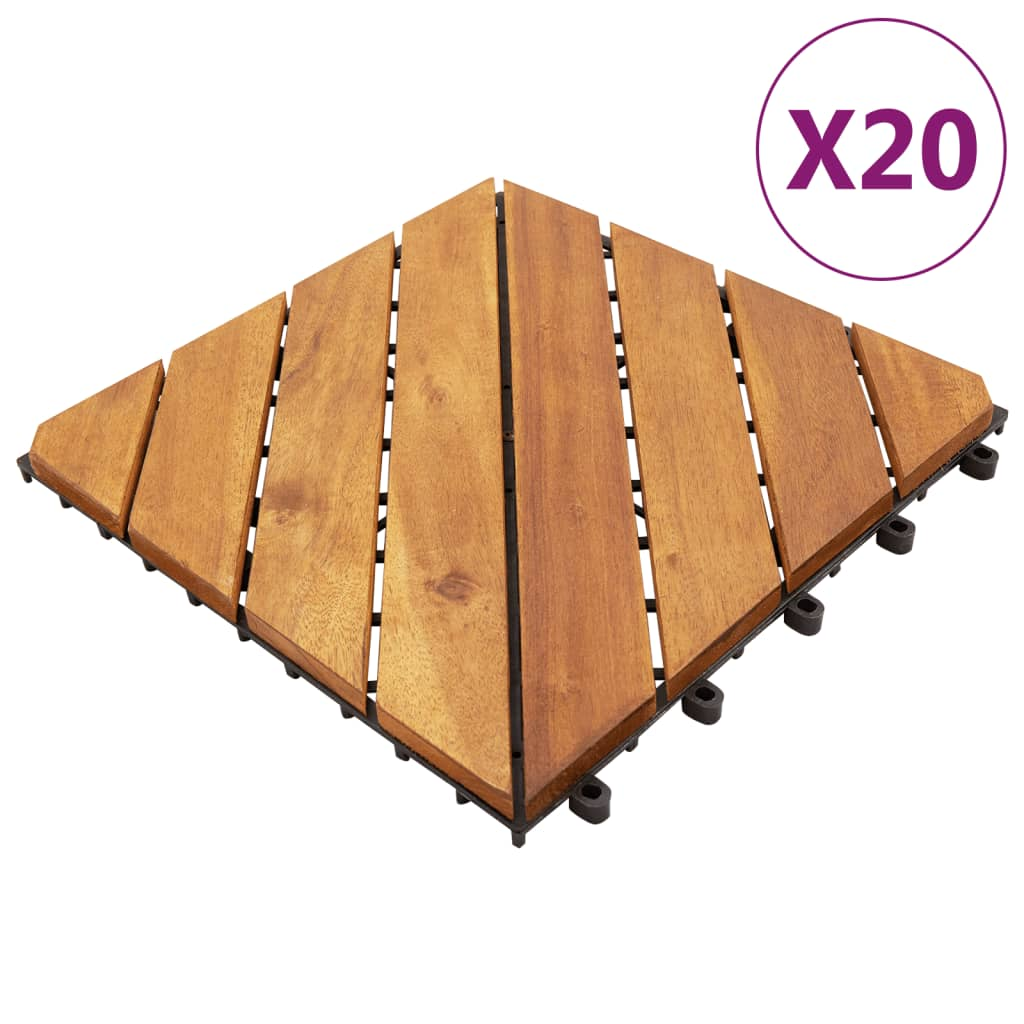 vidaXL Decking Tiles 20 pcs Brown 11.8"x11.8" Solid Wood Acacia