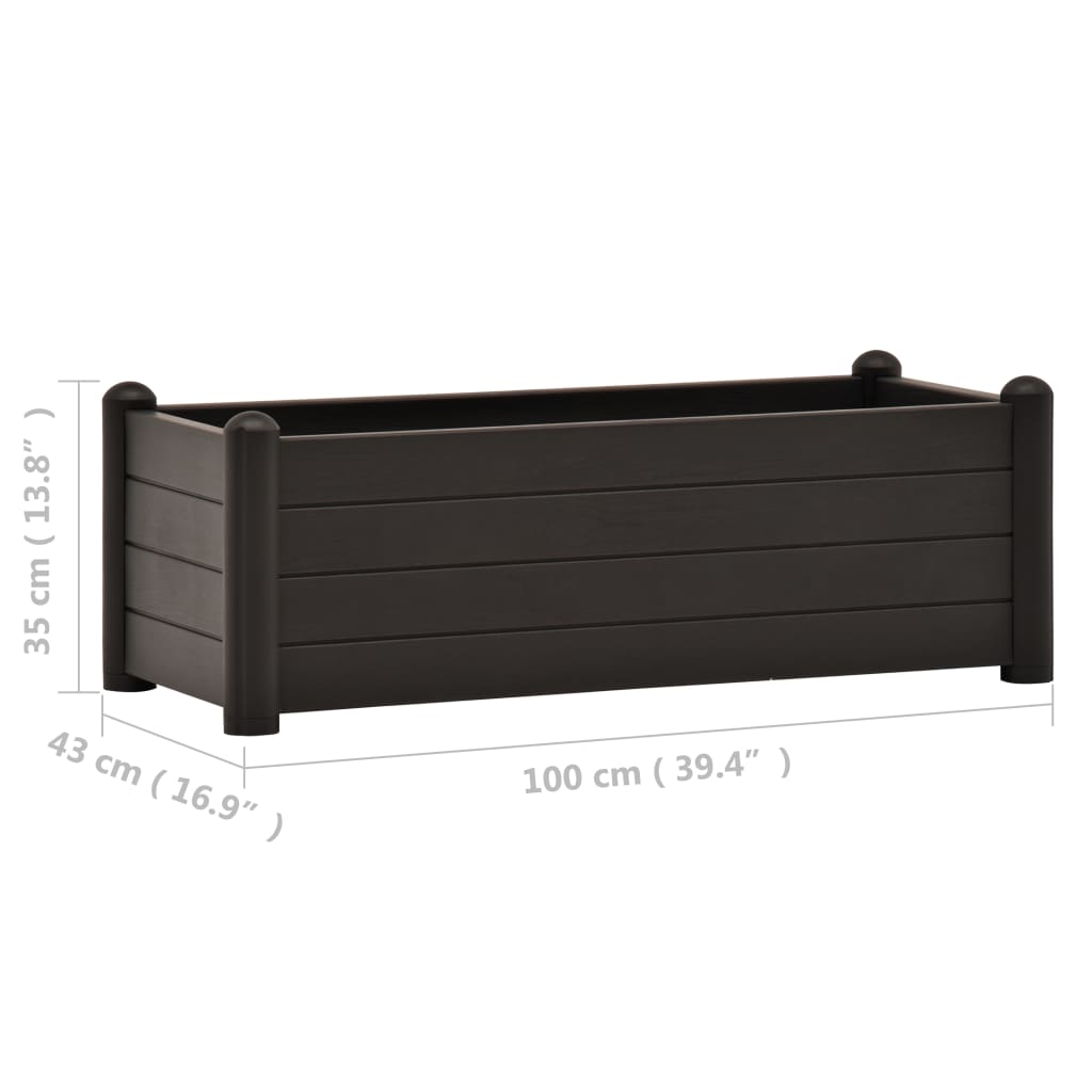 vidaXL Garden Raised Bed PP Anthracite 39.4"x16.9"x13.8"