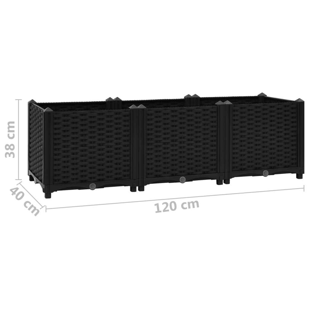 vidaXL Raised Bed 47.2"x15.7"x15" Polypropylene