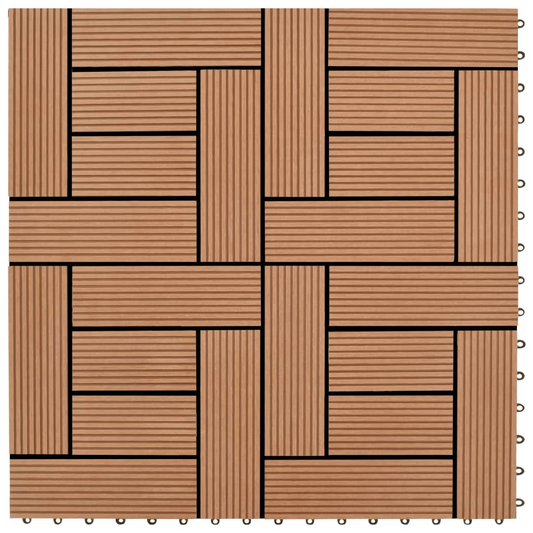 Brown 11 pcs 11.8"x11.8" Decking Tiles WPC 11 ft²