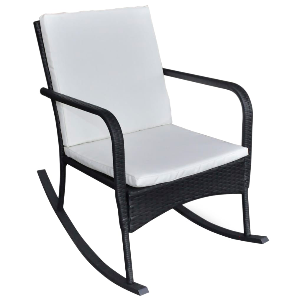 vidaXL Outdoor Rocking Chair Black Poly Rattan