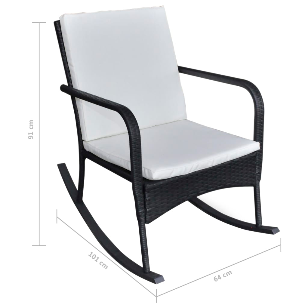 vidaXL Outdoor Rocking Chair Black Poly Rattan