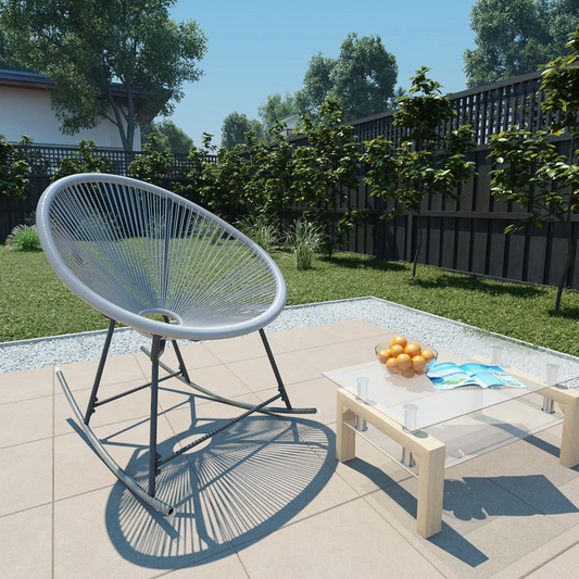 vidaXL Outdoor Rocking Moon Chair Gray Poly Rattan