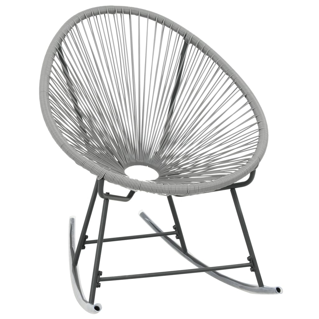 vidaXL Outdoor Rocking Moon Chair Gray Poly Rattan