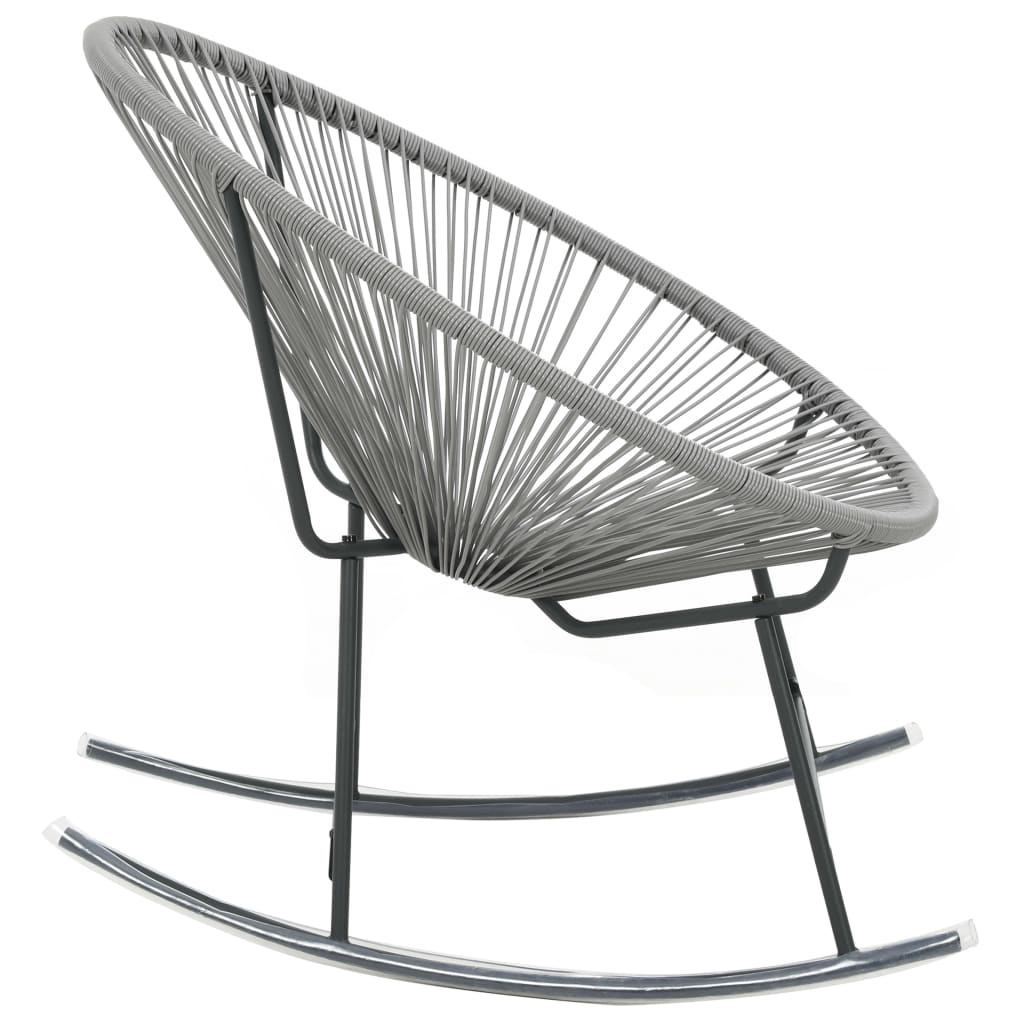 vidaXL Outdoor Rocking Moon Chair Gray Poly Rattan