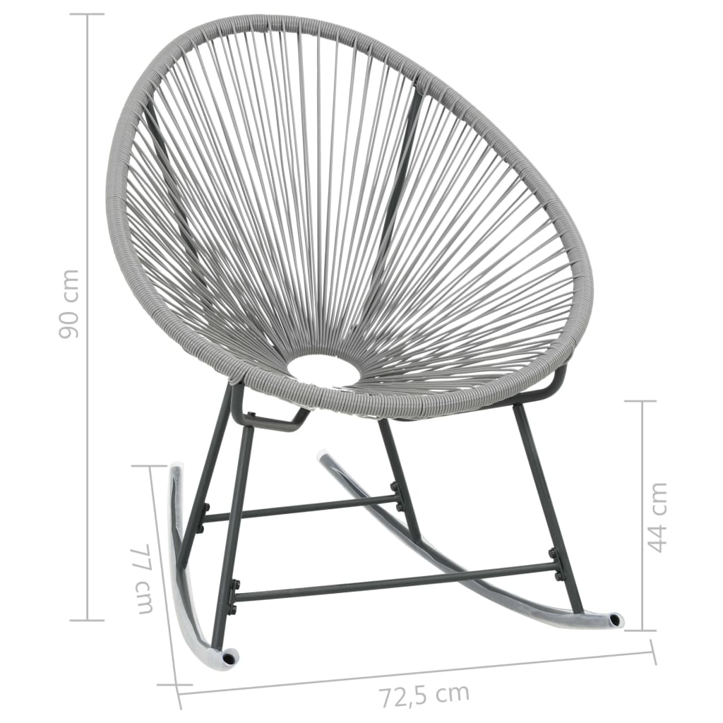 vidaXL Outdoor Rocking Moon Chair Gray Poly Rattan