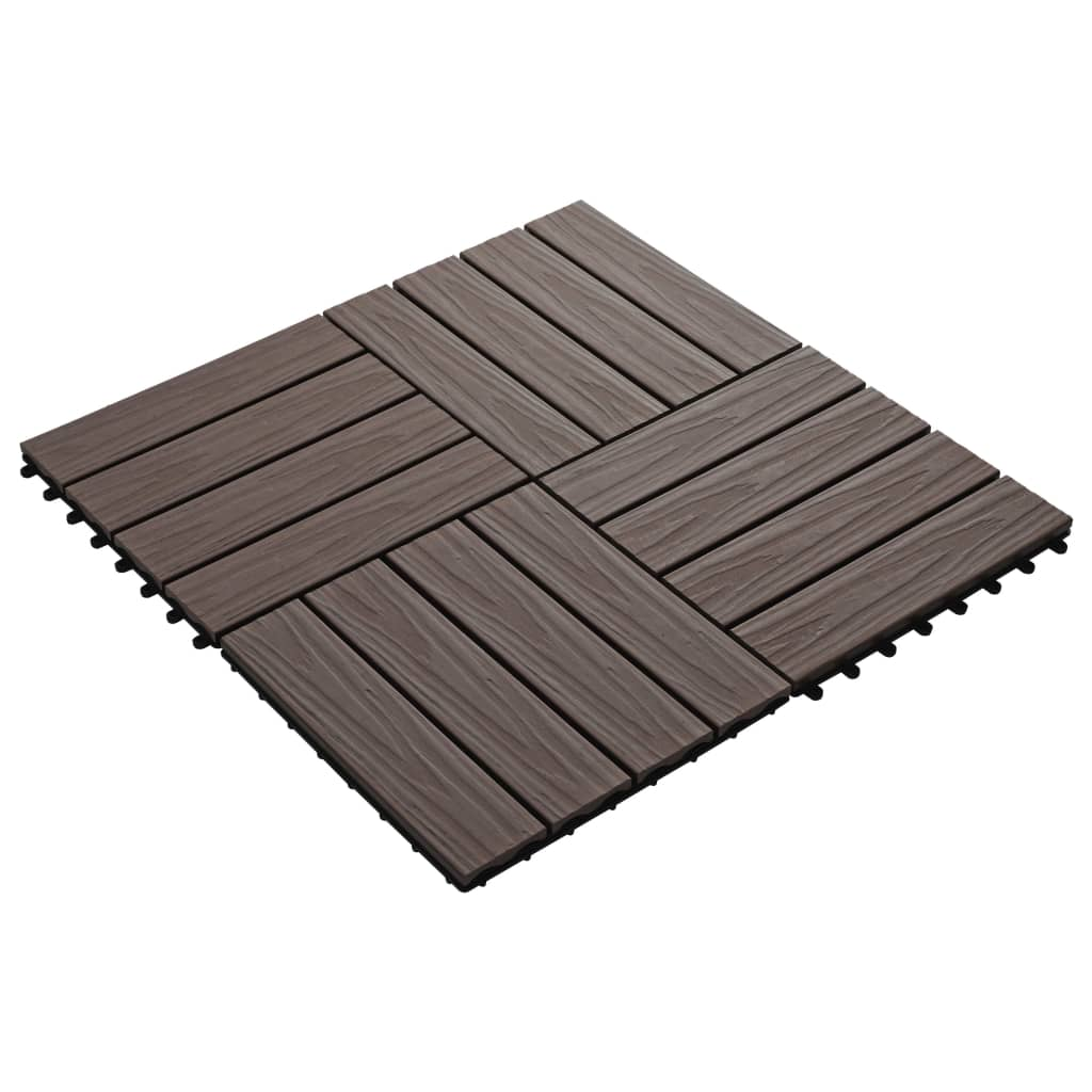 vidaXL 11 pcs Decking Tiles Deep Embossed WPC 11.8"x11.8" 1 sqm Dark Brown