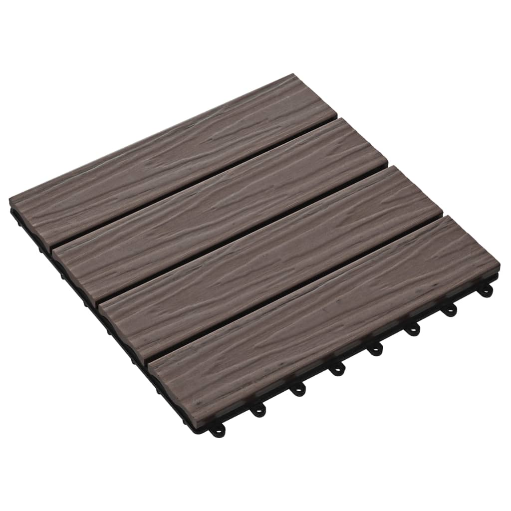 vidaXL 11 pcs Decking Tiles Deep Embossed WPC 11.8"x11.8" 1 sqm Dark Brown