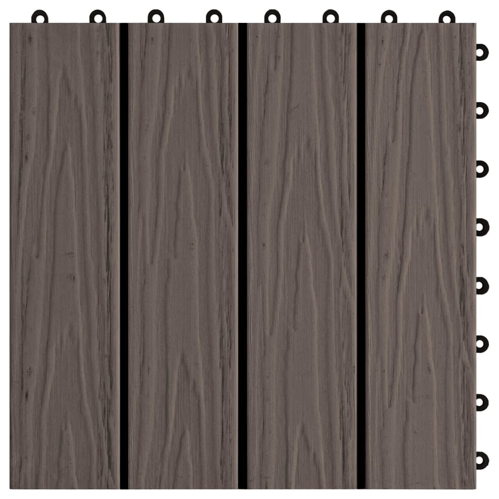 vidaXL 11 pcs Decking Tiles Deep Embossed WPC 11.8"x11.8" 1 sqm Dark Brown