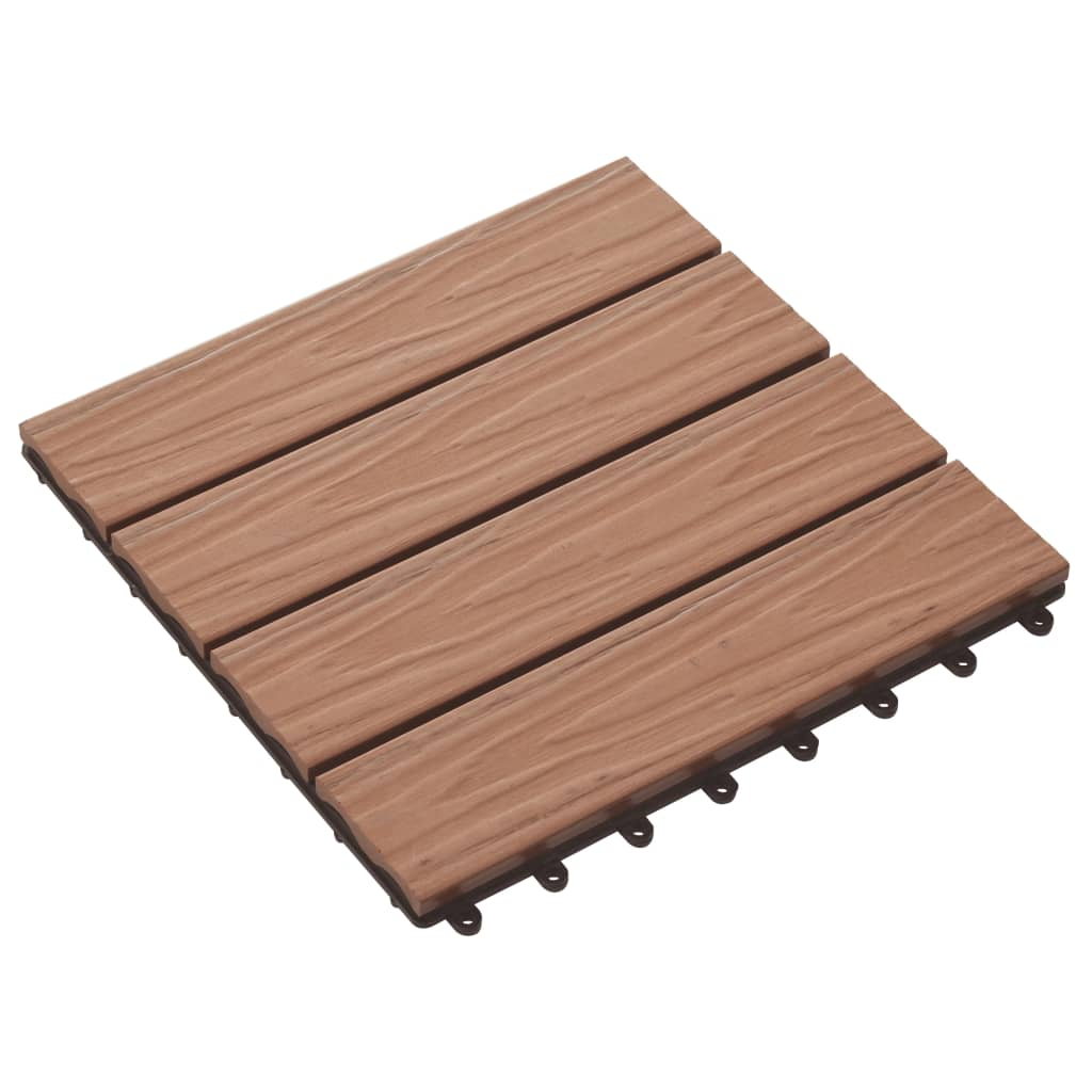 vidaXL 11 pcs Decking Tiles Deep Embossed WPC 11.8"x11.8" 1 sqm Light Brown