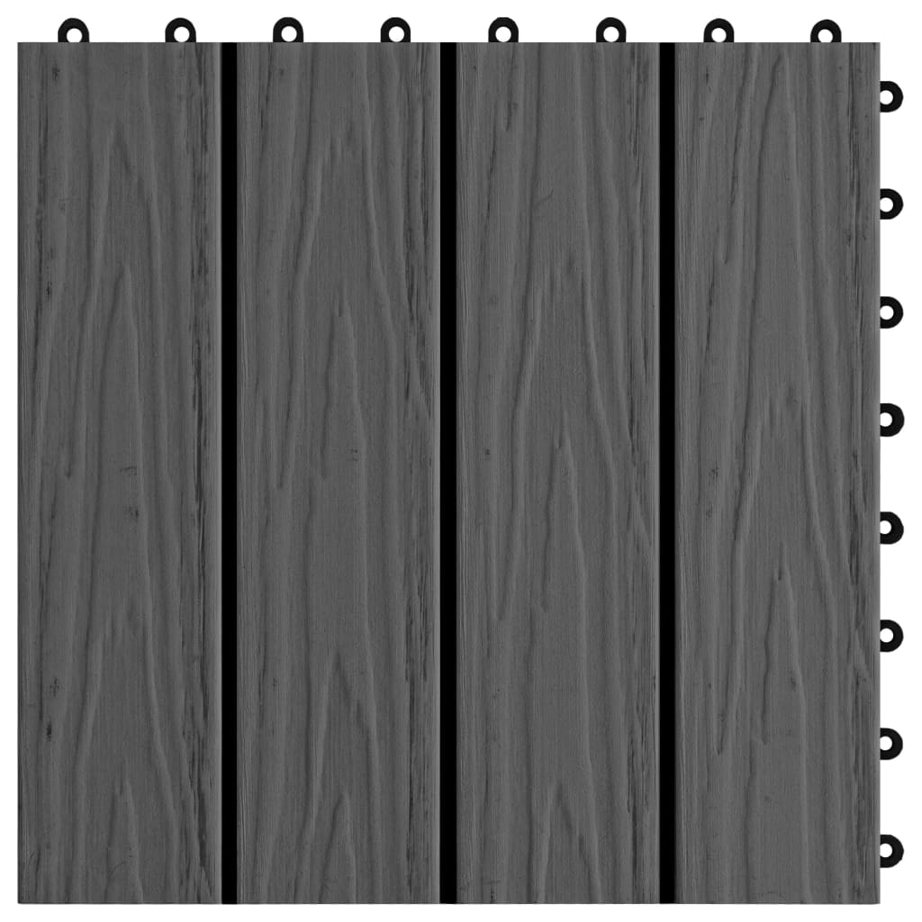 vidaXL 11 pcs Decking Tiles Deep Embossed WPC 11.8"x11.8" 1 sqm Black