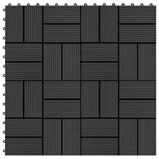 vidaXL 11 pcs Decking Tiles WPC 11.8"x11.8" 1 sqm Black