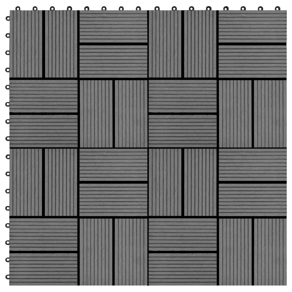 vidaXL 11 pcs Decking Tiles WPC 11.8"x11.8" 1 sqm Gray