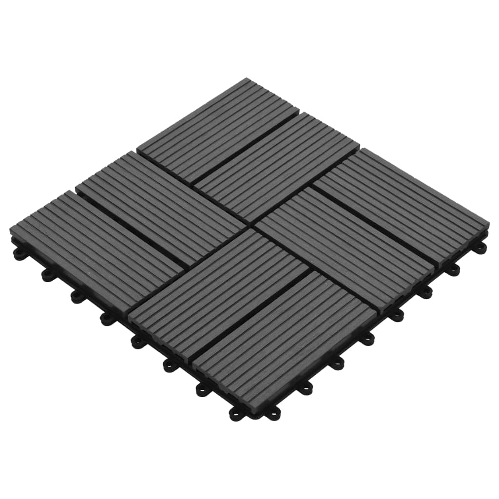 vidaXL 11 pcs Decking Tiles WPC 11.8"x11.8" 1 sqm Gray