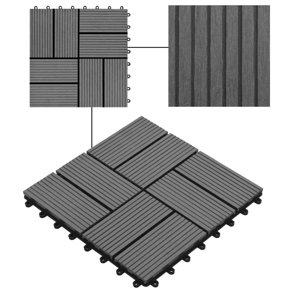 vidaXL 11 pcs Decking Tiles WPC 11.8"x11.8" 1 sqm Gray