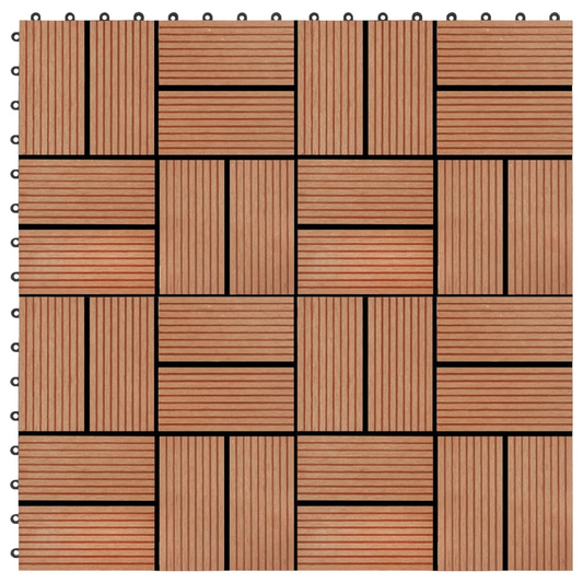 vidaXL 11 pcs Decking Tiles WPC 11.8"x11.8" 1 sqm Teak Color