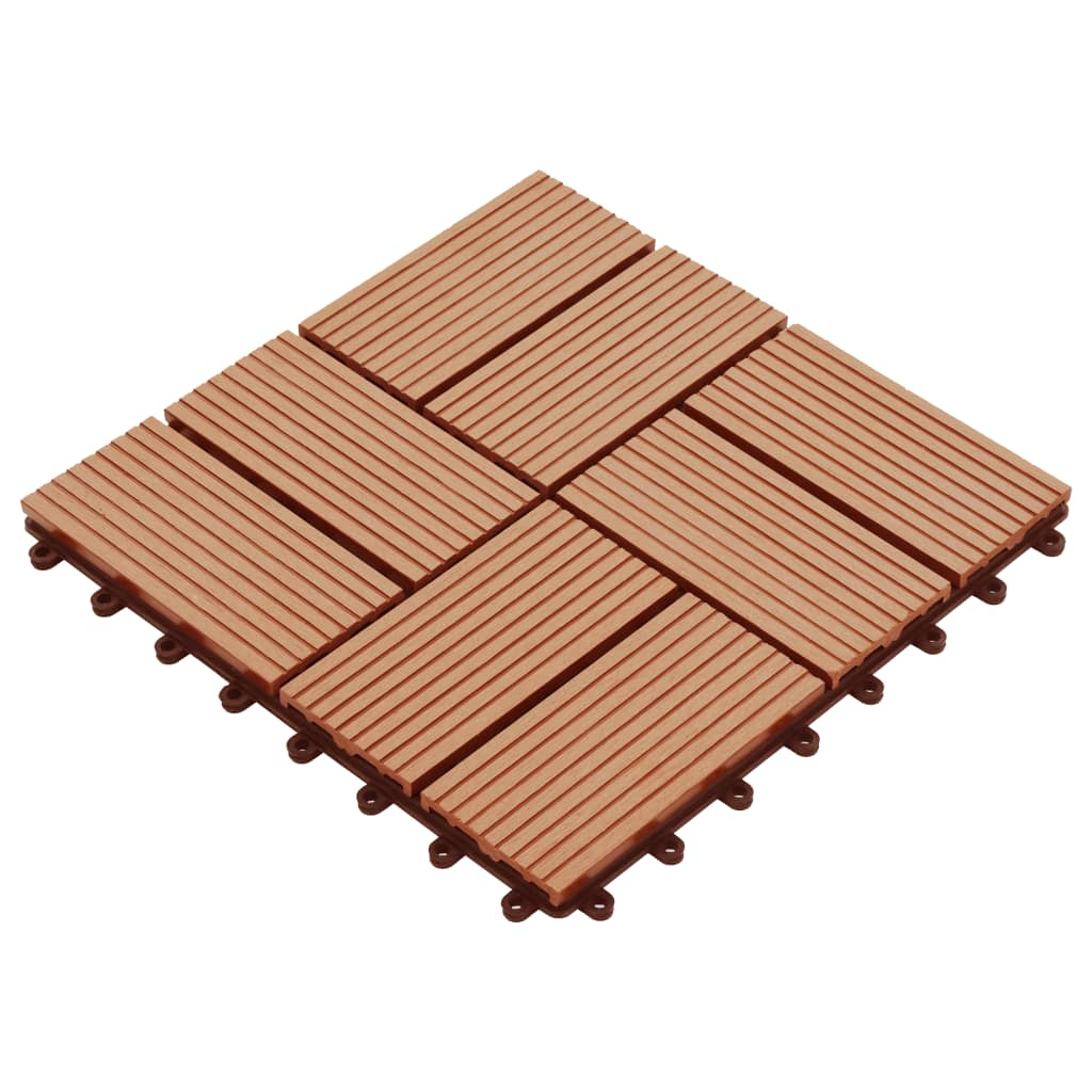 vidaXL 11 pcs Decking Tiles WPC 11.8"x11.8" 1 sqm Teak Color