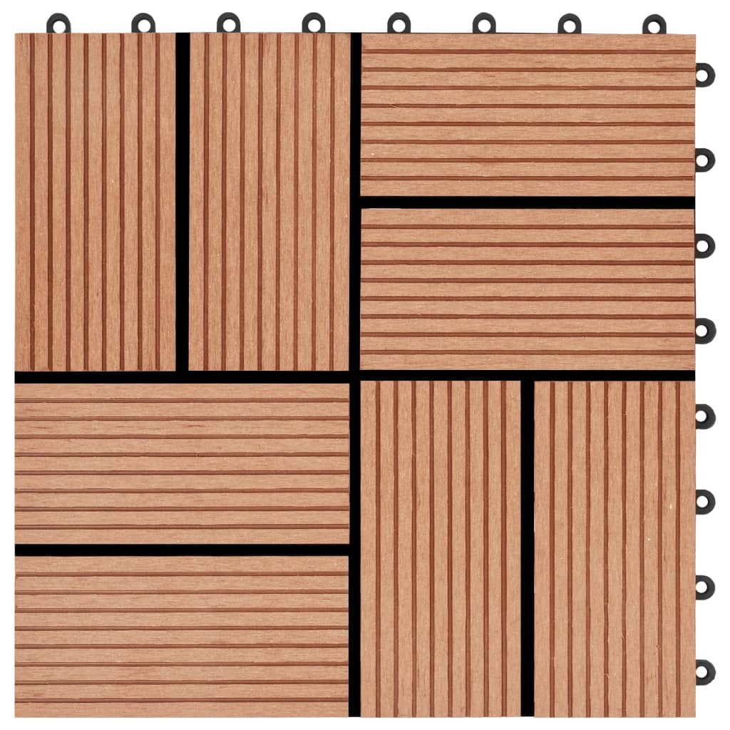 vidaXL 11 pcs Decking Tiles WPC 11.8"x11.8" 1 sqm Teak Color