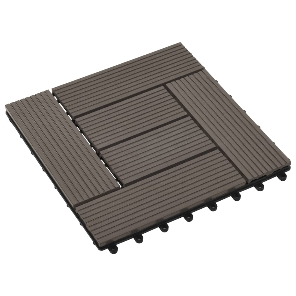 vidaXL 11 pcs Decking Tiles WPC 11.8"x11.8" 1 sqm Dark Brown