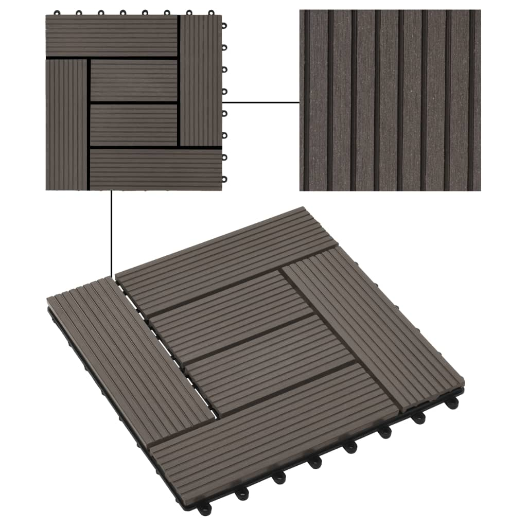 vidaXL 11 pcs Decking Tiles WPC 11.8"x11.8" 1 sqm Dark Brown