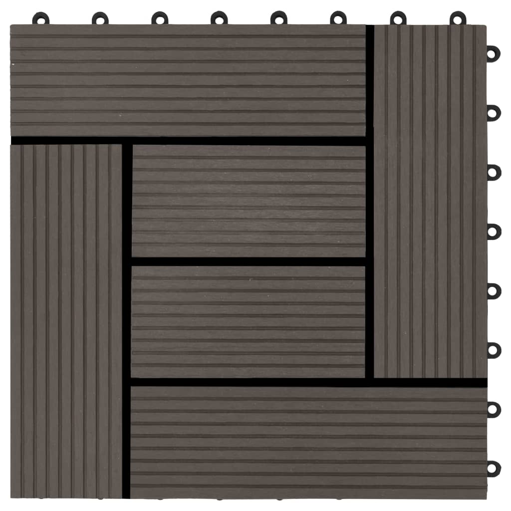 vidaXL 11 pcs Decking Tiles WPC 11.8"x11.8" 1 sqm Dark Brown