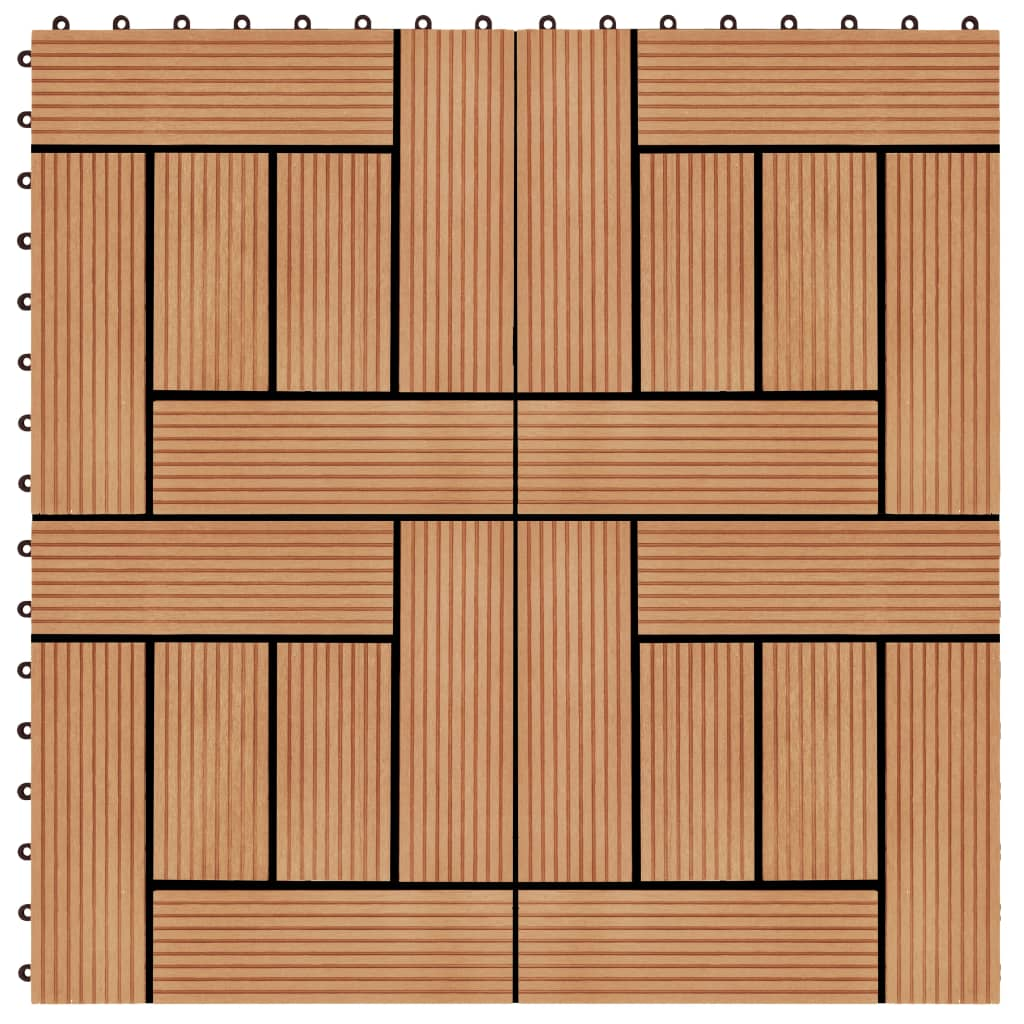 vidaXL 11 pcs Decking Tiles WPC 11.8"x11.8" 1 sqm Teak Color