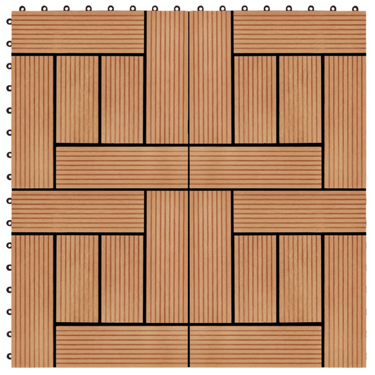 vidaXL 11 pcs Decking Tiles WPC 11.8"x11.8" 1 sqm Teak Color