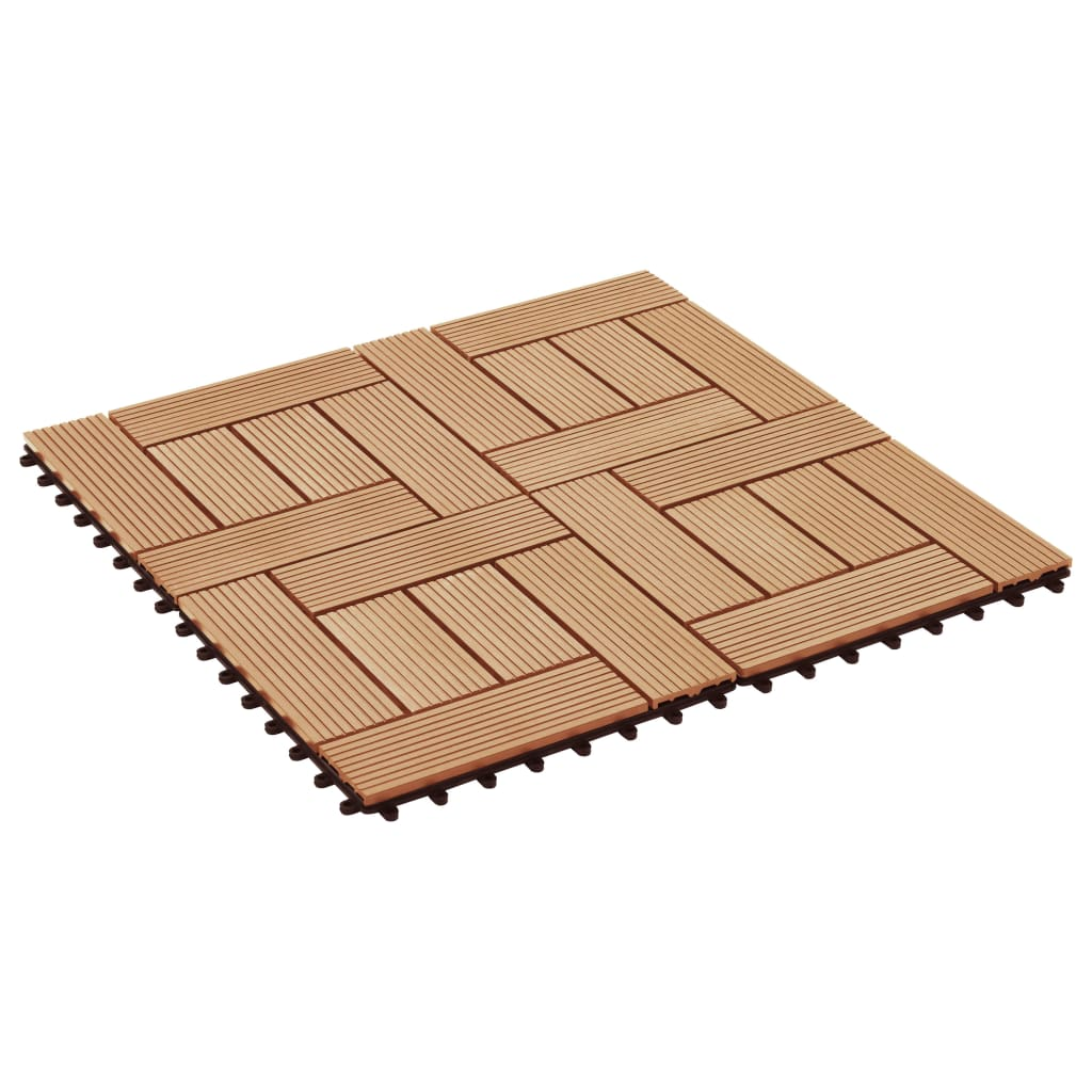 vidaXL 11 pcs Decking Tiles WPC 11.8"x11.8" 1 sqm Teak Color