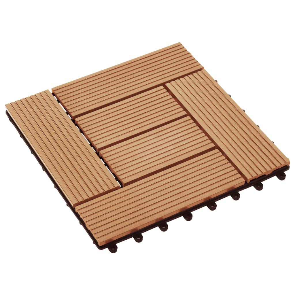 vidaXL 11 pcs Decking Tiles WPC 11.8"x11.8" 1 sqm Teak Color