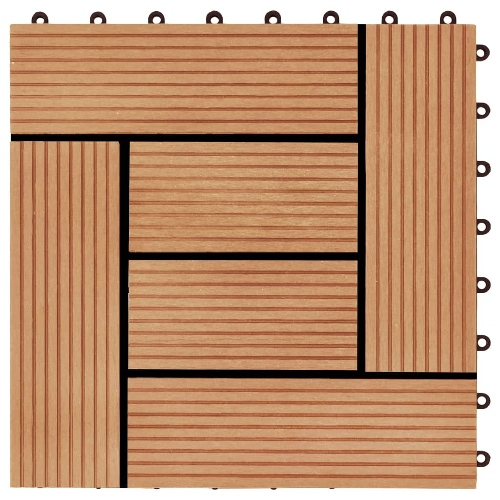 vidaXL 11 pcs Decking Tiles WPC 11.8"x11.8" 1 sqm Teak Color