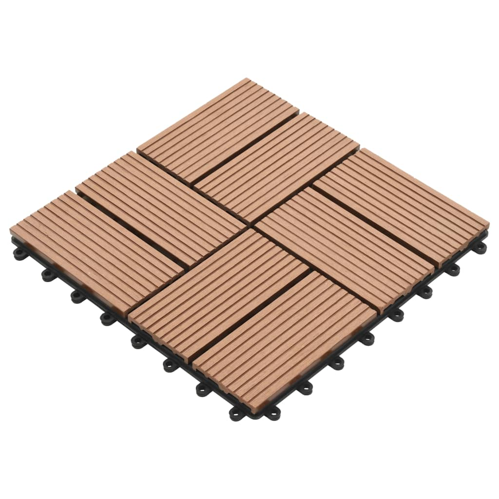 vidaXL 11 pcs Decking Tiles WPC 11.8"x11.8" 1 sqm Brown