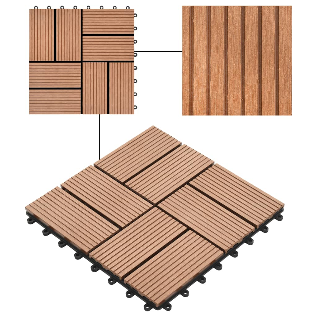 vidaXL 11 pcs Decking Tiles WPC 11.8"x11.8" 1 sqm Brown