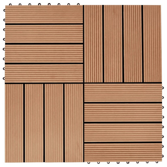 vidaXL 11 pcs Decking Tiles WPC 11.8"x11.8" 1 sqm Teak Color